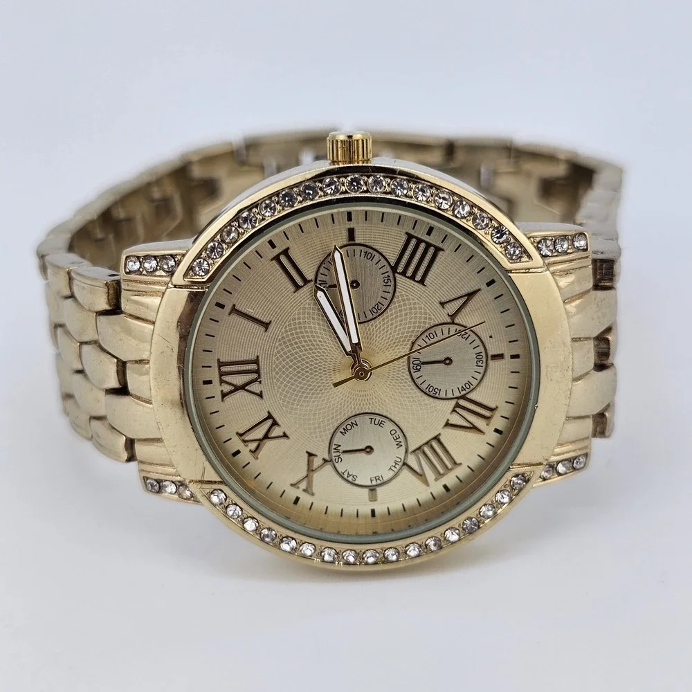 38MM Women's Analog Watch Gold Dial Gold‎ Bracelet Band 7.5